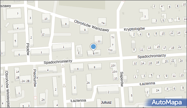 Sosnowiec, Spadochroniarzy, 5, mapa Sosnowca