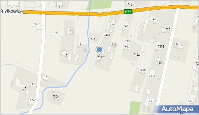 Spytkowice, Spytkowice, 749, mapa Spytkowice