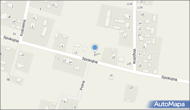 Srebrzyszcze, Spokojna, 13, mapa Srebrzyszcze