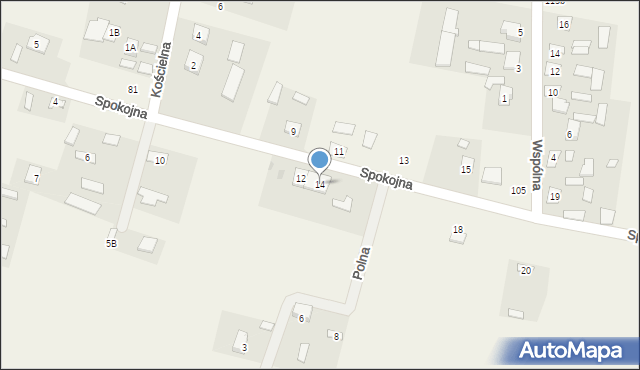 Srebrzyszcze, Spokojna, 14, mapa Srebrzyszcze