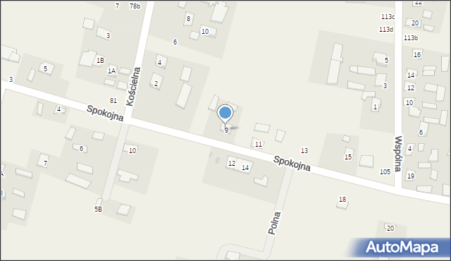 Srebrzyszcze, Spokojna, 9, mapa Srebrzyszcze