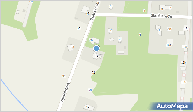 Stanisławów, Spacerowa, 74, mapa Stanisławów