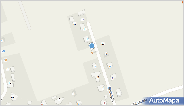 Stare Bielice, Spokojna, 9, mapa Stare Bielice