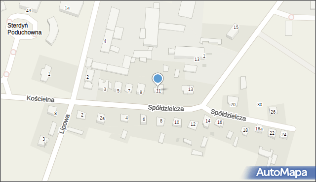 Sterdyń, Spółdzielcza, 11, mapa Sterdyń