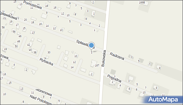 Strykowo, Spławikowa, 1, mapa Strykowo