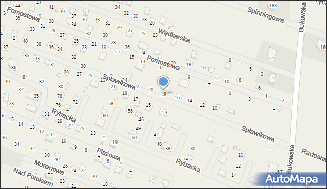 Strykowo, Spławikowa, 18, mapa Strykowo