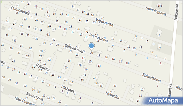 Strykowo, Spławikowa, 20, mapa Strykowo