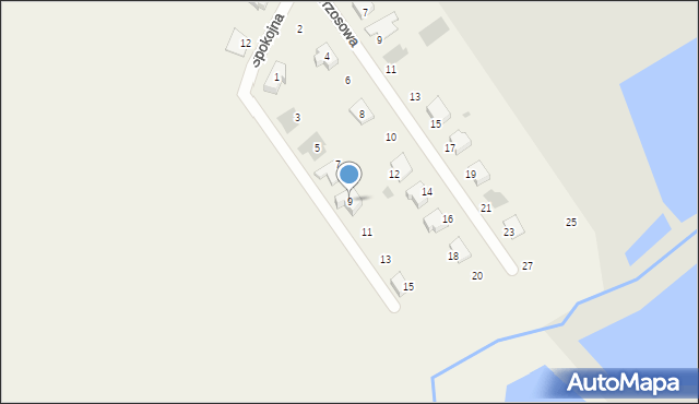 Studzieniec, Spokojna, 9, mapa Studzieniec