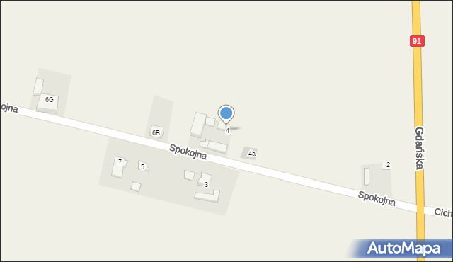 Subkowy, Spokojna, 4, mapa Subkowy