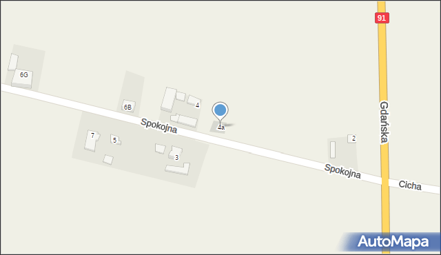 Subkowy, Spokojna, 4a, mapa Subkowy