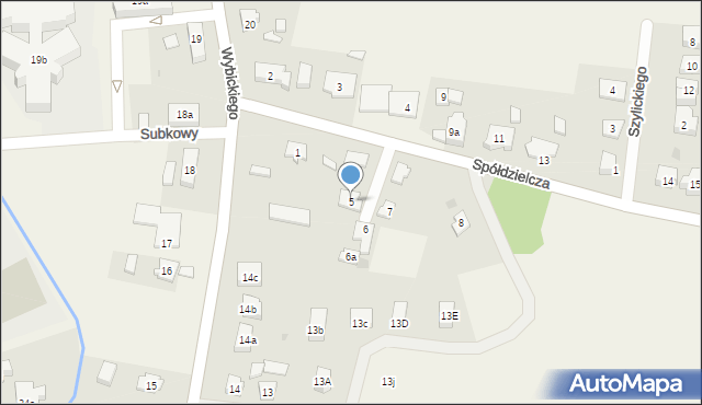 Subkowy, Spółdzielcza, 5, mapa Subkowy