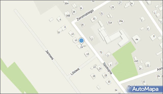 Sulbiny, Spokojna, 14, mapa Sulbiny