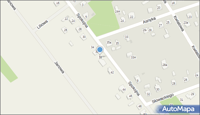 Sulbiny, Spokojna, 38, mapa Sulbiny