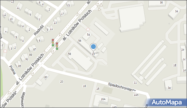 Świdnik, Spadochroniarzy, 13, mapa Świdnika