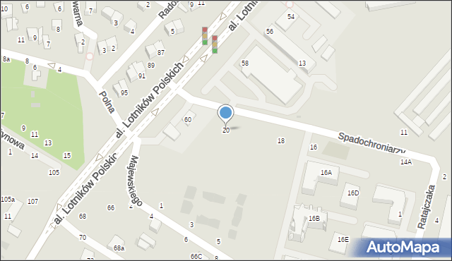 Świdnik, Spadochroniarzy, 20, mapa Świdnika