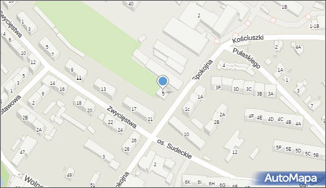 Świebodzice, Spokojna, 5, mapa Świebodzice