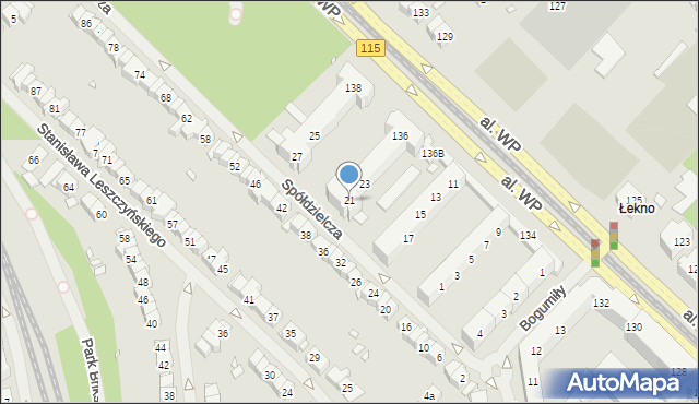 Szczecin, Spółdzielcza, 21, mapa Szczecina