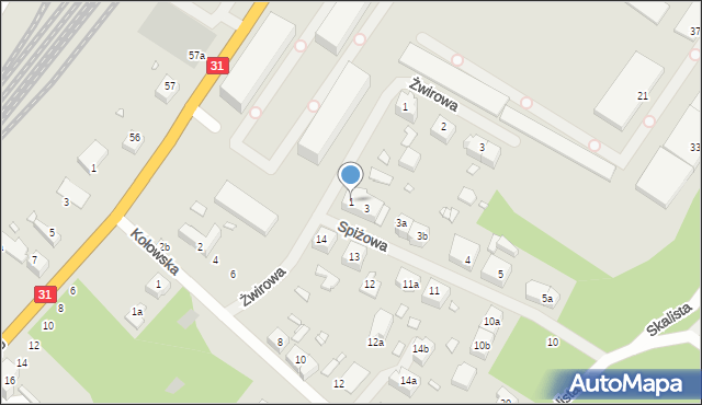 Szczecin, Spiżowa, 1, mapa Szczecina