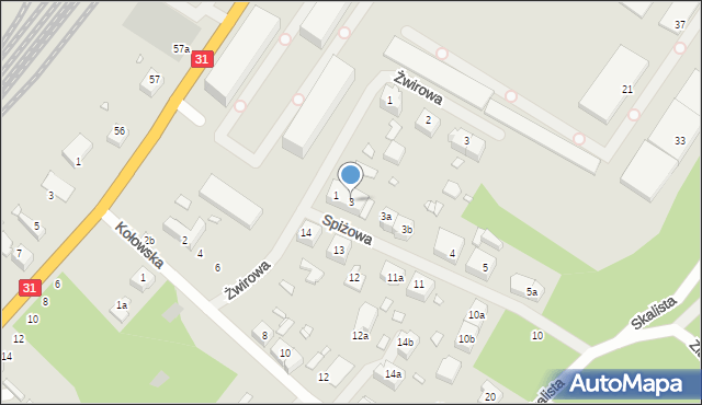 Szczecin, Spiżowa, 3, mapa Szczecina