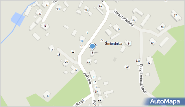 Szczecin, Spokojna, 9, mapa Szczecina