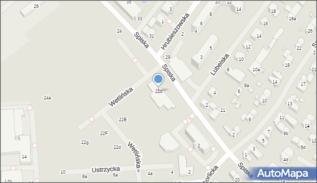 Szczecin, Spiska, 22b, mapa Szczecina