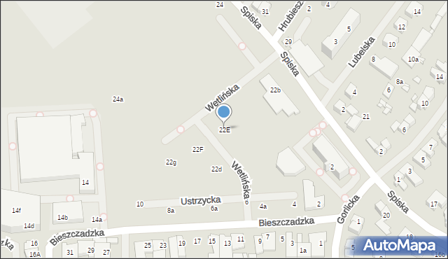 Szczecin, Spiska, 22E, mapa Szczecina