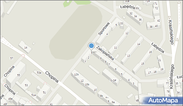 Szczecin, Sportowa, 3, mapa Szczecina