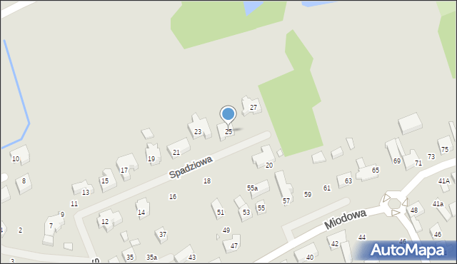 Szczecin, Spadziowa, 25, mapa Szczecina