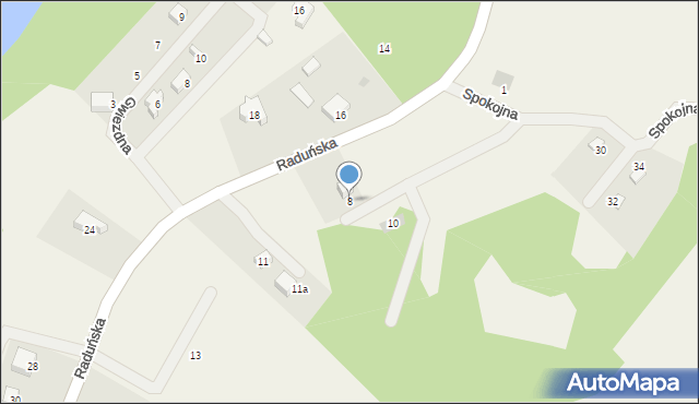 Sznurki, Spokojna, 8, mapa Sznurki