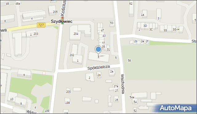 Szydłowiec, Spółdzielcza, 3, mapa Szydłowiec