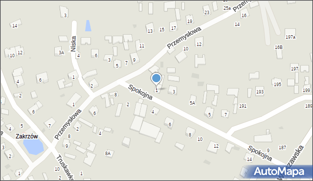 Tarnobrzeg, Spokojna, 1, mapa Tarnobrzegu