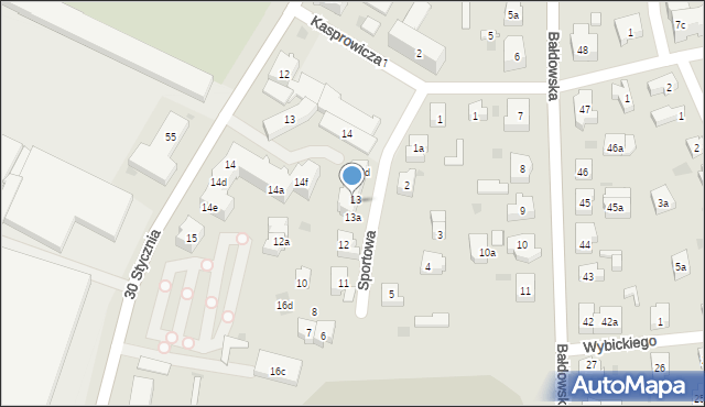 Tczew, Sportowa, 13b, mapa Tczew