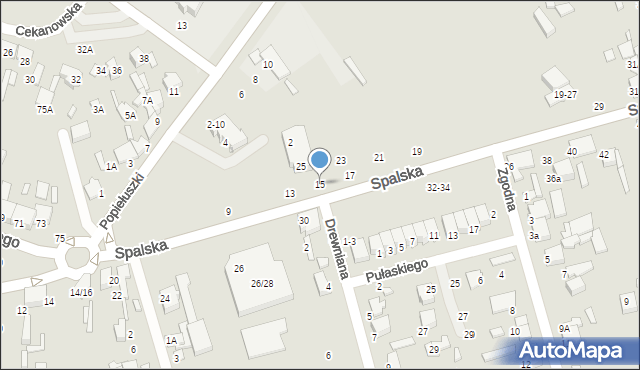 Tomaszów Mazowiecki, Spalska, 15, mapa Tomaszów Mazowiecki