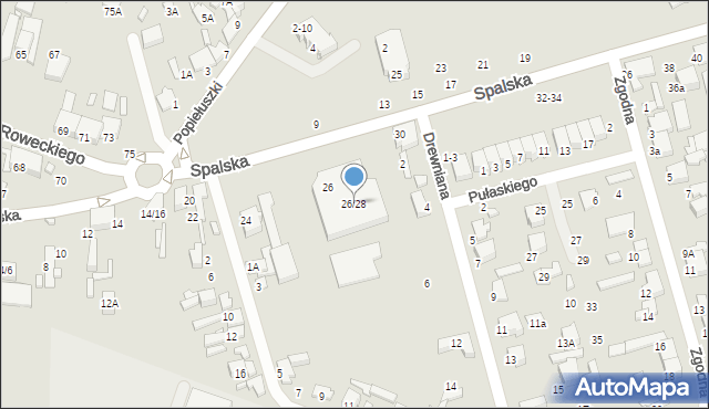 Tomaszów Mazowiecki, Spalska, 26/28, mapa Tomaszów Mazowiecki