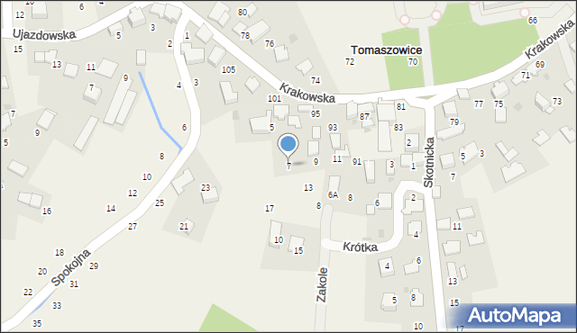 Tomaszowice, Spokojna, 7, mapa Tomaszowice