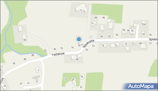 Tomaszowice, Spokojna, 74, mapa Tomaszowice