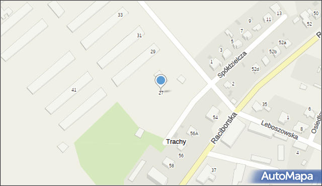 Trachy, Spółdzielcza, 27, mapa Trachy