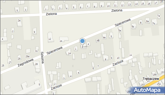 Trębaczew, Spacerowa, 2, mapa Trębaczew