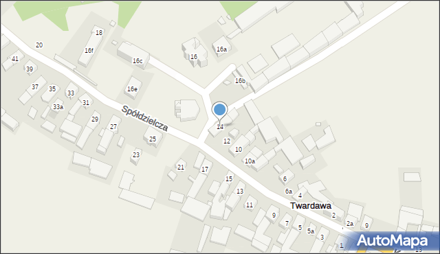 Twardawa, Spółdzielcza, 14, mapa Twardawa