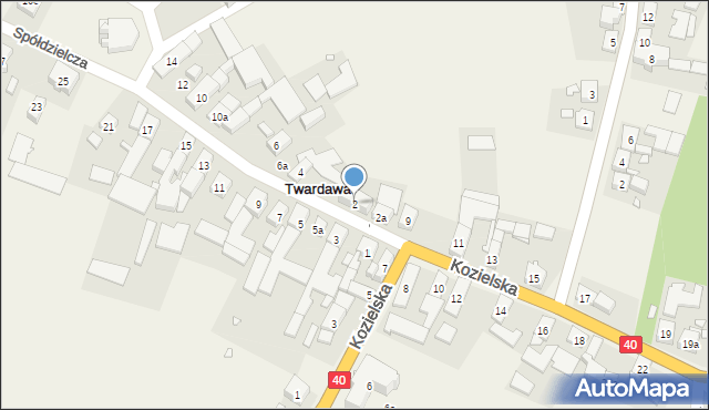 Twardawa, Spółdzielcza, 2, mapa Twardawa