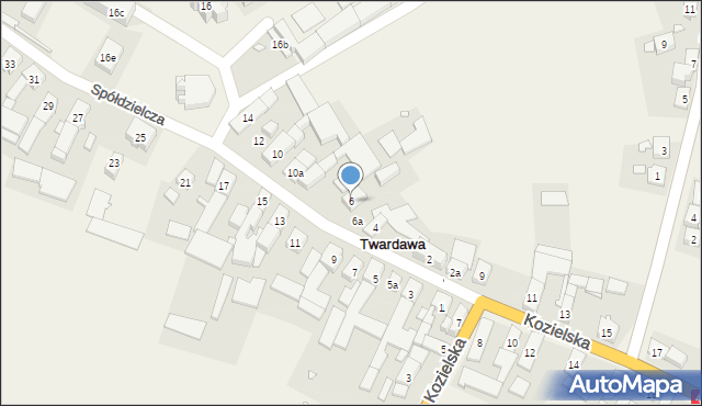 Twardawa, Spółdzielcza, 6, mapa Twardawa