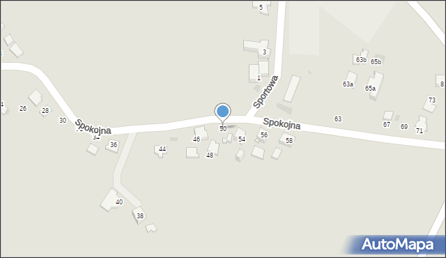 Tychy, Spokojna, 50, mapa Tychów