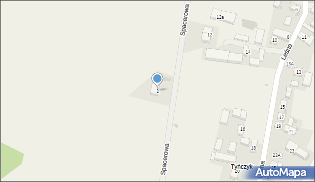 Tyniec nad Ślęzą, Spacerowa, 2, mapa Tyniec nad Ślęzą