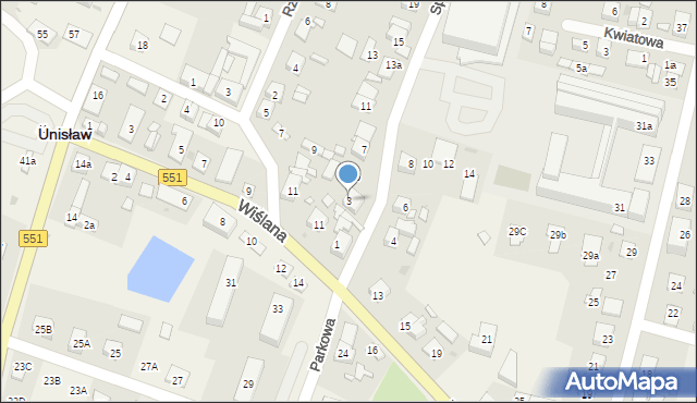 Unisław, Spokojna, 3, mapa Unisław