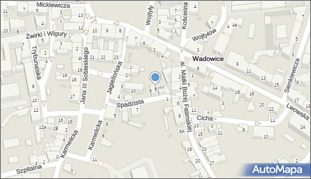 Wadowice, Spadzista, 6, mapa Wadowice