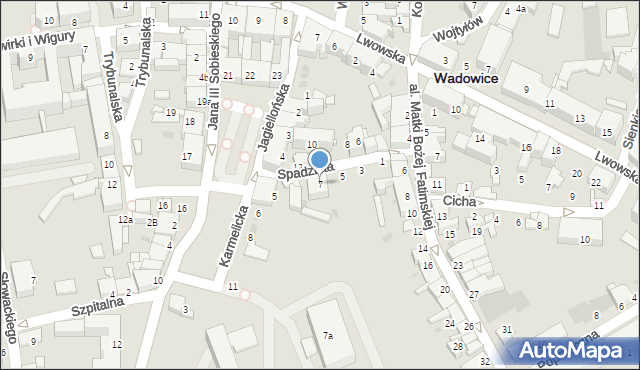 Wadowice, Spadzista, 7, mapa Wadowice