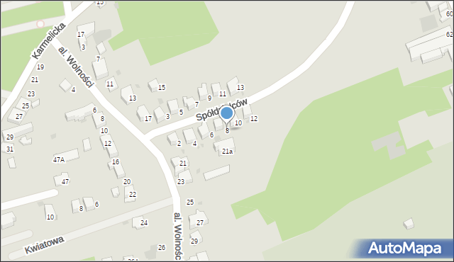 Wadowice, Spółdzielców, 8, mapa Wadowice