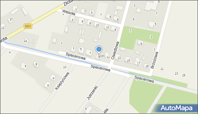 Wągrodno, Spacerowa, 9, mapa Wągrodno