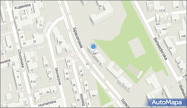 Warszawa, Spacerowa, 20A, mapa Warszawy