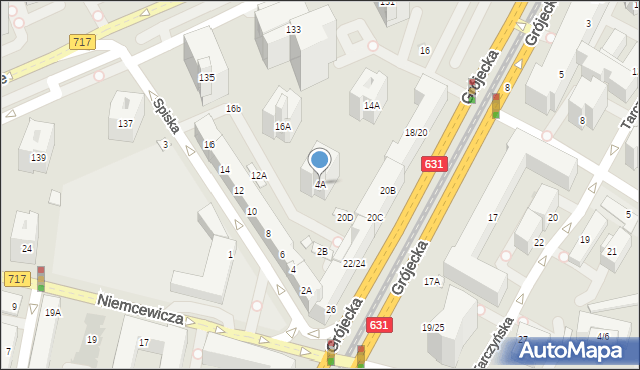 Warszawa, Spiska, 4A, mapa Warszawy